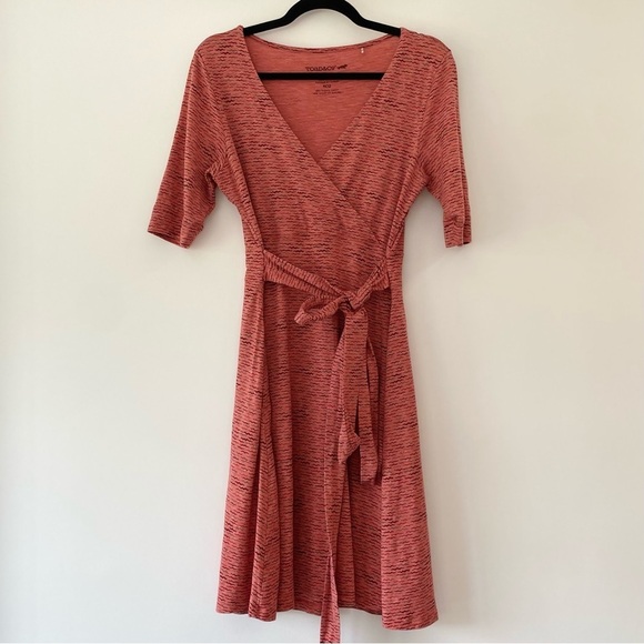 SUMMER SALE ☀️ Toad&Co Pink Cue Wrap Cafe Dress Size S - Picture 2 of 9